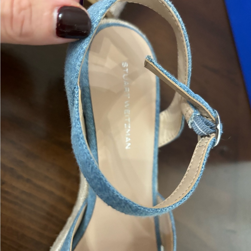 Stuart Weitzman Denim Blue Espadrille Wedges - Picture 5 of 10